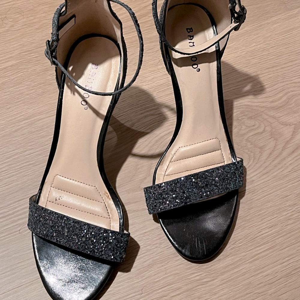 Sparkly Open Toe Heels